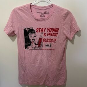 Poisoned Doll | Pink Stay Young & Fresh Vampire Fitted Tight Baby Tee Medium